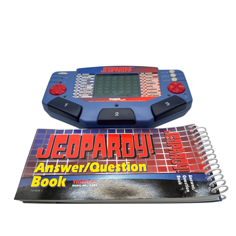 Vintage 1995 Tiger Electronics Jeopardy Handheld Game with Question Book 7-581